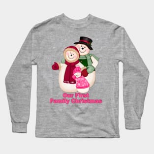 Snowman Snow Family First Christmas - Pink Long Sleeve T-Shirt